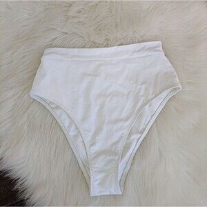 Tavik White High Cut High-Waisted Bikini Bottoms S Small
